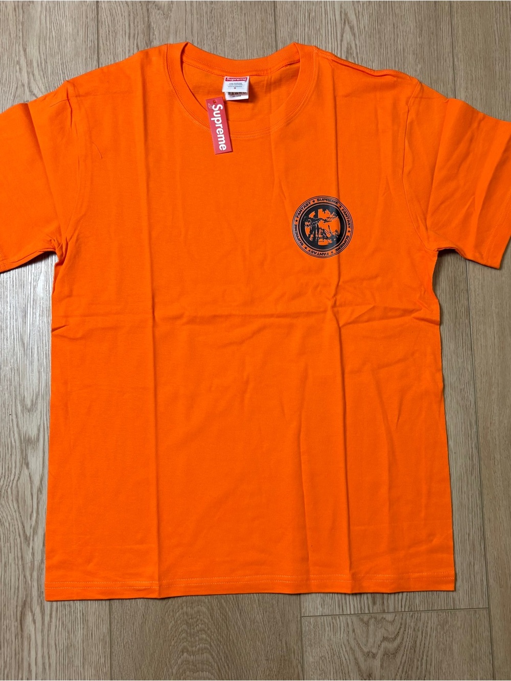 Supreme Mens Orange Graphic Logo Short Sleeve Tee